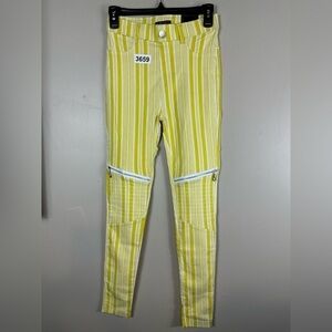 KROIX S/M nwt yellow / white strip 12-1/2. W 10” rise inseam 28 premium denim